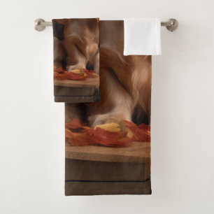 Cocker Spaniel Puppy Autumn Delight Pumpkin Bath Towel Set