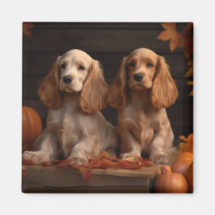 Cocker Spaniel Puppy Autumn Delight Pumpkin  Magnet