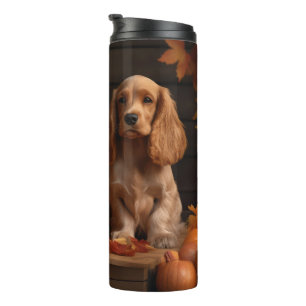 Cocker Spaniel Puppy Autumn Delight Pumpkin  Thermal Tumbler