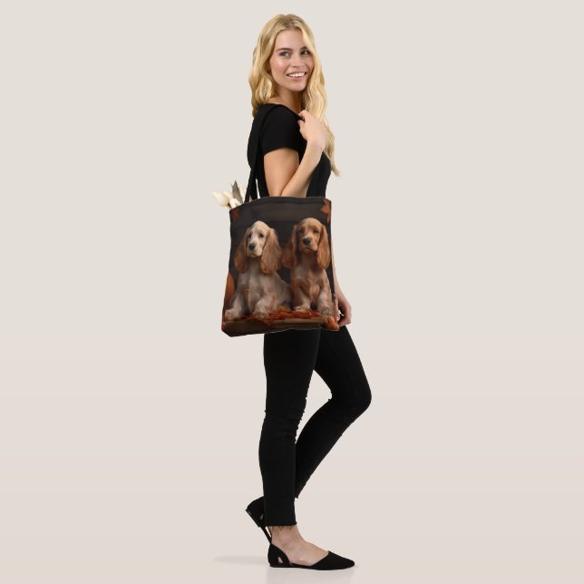 Cocker Spaniel Puppy Autumn Delight Pumpkin  Tote Bag (On Model)