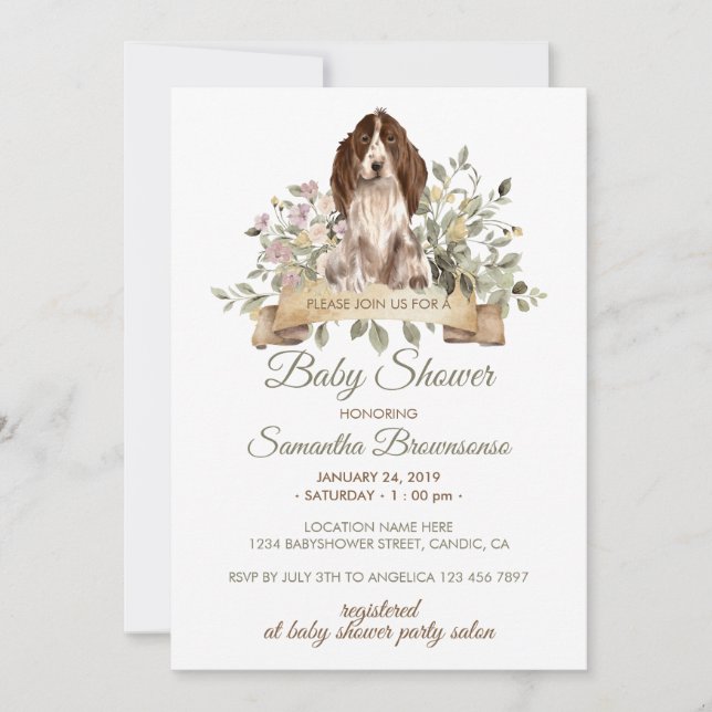 Cocker Spaniel Puppy Baby Shower Invitation (Front)