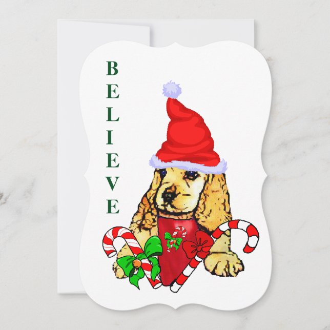Cocker Spaniel Puppy Christmas Holiday Card (Front)