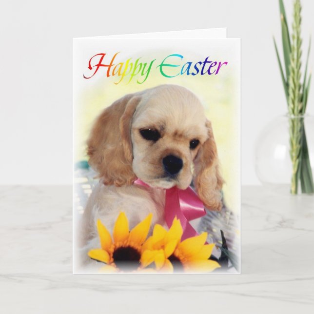 Cocker Spaniel puppy Easter card (Front)