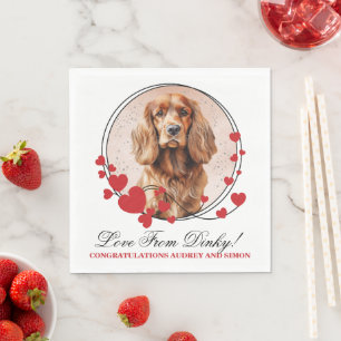 Cocker Spaniel Red Heart Frame Dog Photo Napkin