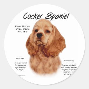 Cocker Spaniel (red) History Design Classic Round Sticker