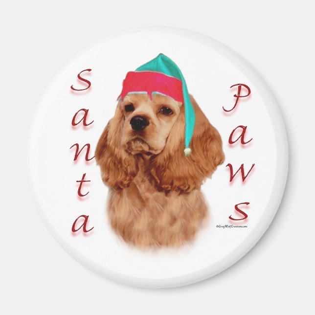 Cocker Spaniel (red) Santa Paws Magnet (Front)
