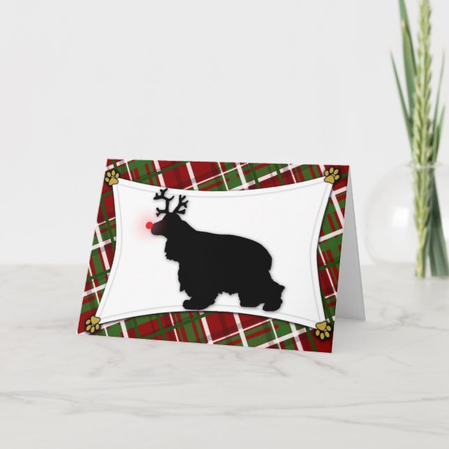 Cocker Spaniel Reindeer Christmas Card (Front)