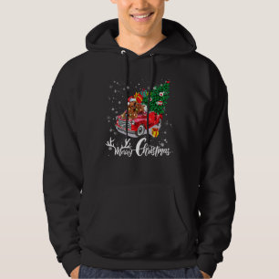 Cocker Spaniel Rides Red Truck Christmas Pajama Hoodie