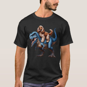 Cocker Spaniel Riding Dinosaur Lover T-Shirt