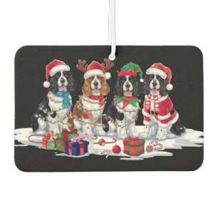 Cocker Spaniel Santa hat antlers elf Christmas Car Air Freshener