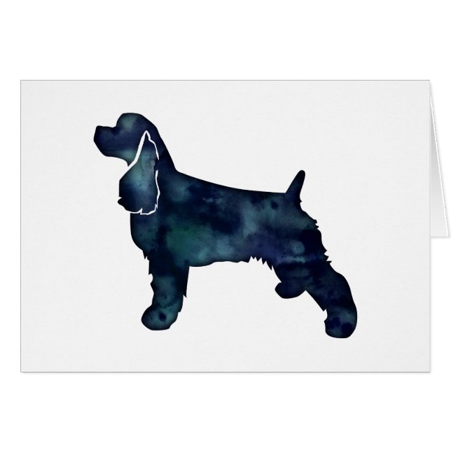 Cocker Spaniel Silhouette Black Watercolor Card (Front Horizontal)