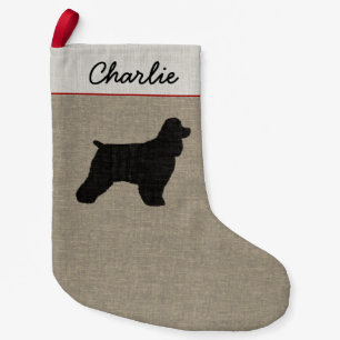 Cocker Spaniel Silhouette Cute Canine Holiday Small Christmas Stocking