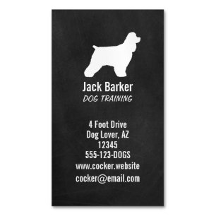 Cocker Spaniel Silhouette Dog Breed Vertical Magnetic Business Card