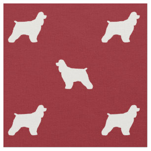 Cocker Spaniel Silhouettes Red and White Patterned Fabric