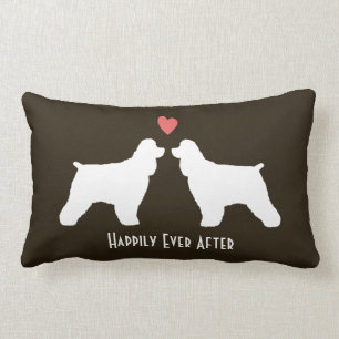 Cocker Spaniel Silhouettes with Heart and Text Lumbar Cushion