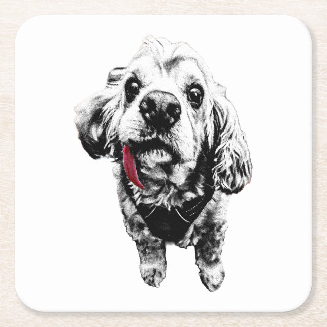 Cocker Spaniel –  Sip with Sass Square Paper Coaster (Front)
