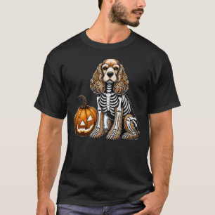 Cocker Spaniel Skeleton Jack O Lantern Funny Dog H T-Shirt