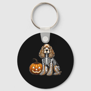 Cocker Spaniel Skeleton Jack O Lantern Funny Dog Key Ring