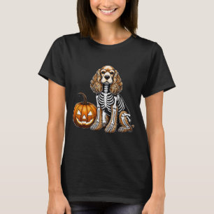 Cocker Spaniel Skeleton Jack O Lantern Funny Dog T-Shirt