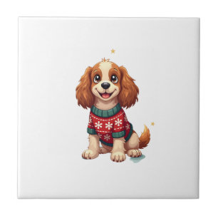 Cocker Spaniel Snowflake Glow Ceramic Tile