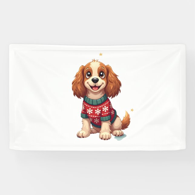 Cocker Spaniel Snowflake Glow dog Banner (Horizontal)