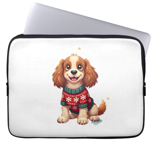 Cocker Spaniel Snowflake Glow dog Laptop Sleeve (Front)