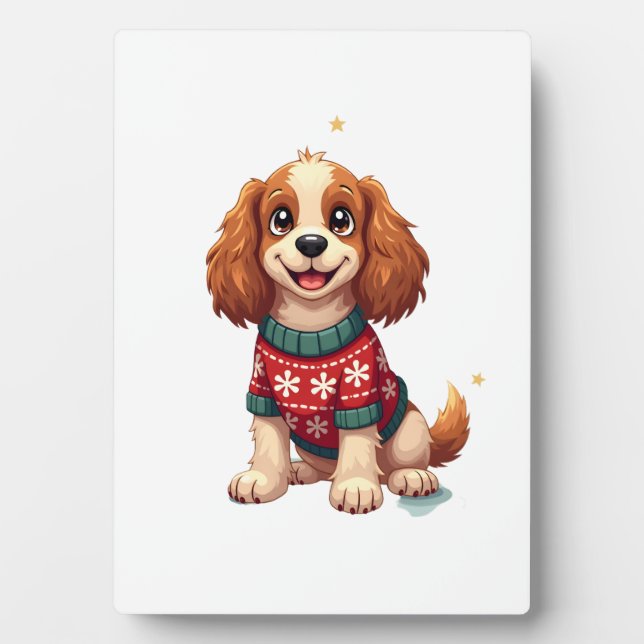 Cocker Spaniel Snowflake Glow Plaque (Front)