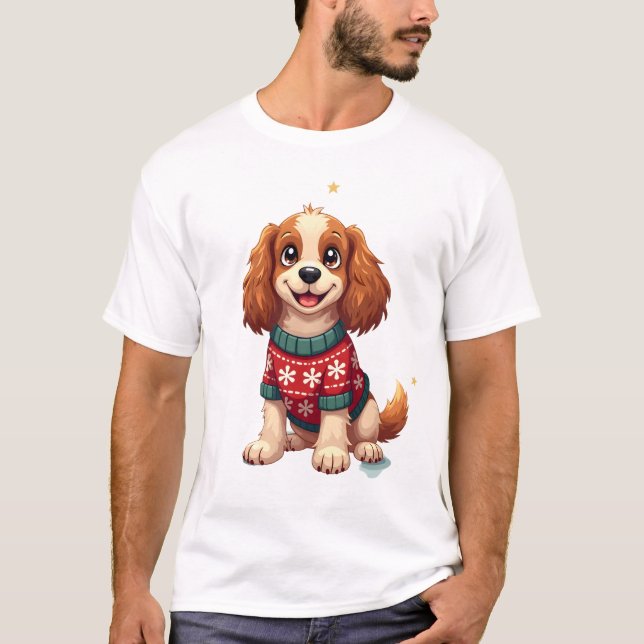 Cocker Spaniel Snowflake Glow T-Shirt (Front)