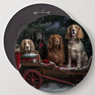 Cocker Spaniel Snowy Sleigh Christmas Decor 6 Cm Round Badge