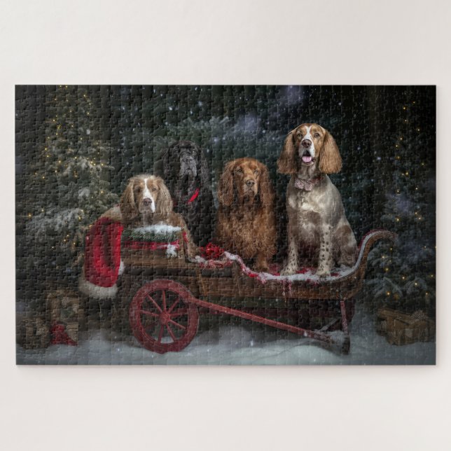 Cocker Spaniel Snowy Sleigh Christmas Decor  Jigsaw Puzzle (Horizontal)