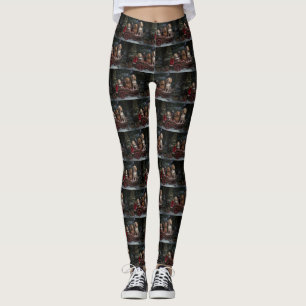Cocker Spaniel Snowy Sleigh Christmas Decor Leggings