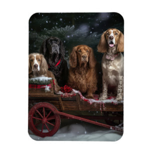 Cocker Spaniel Snowy Sleigh Christmas Decor Magnet