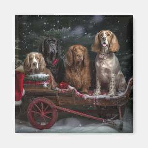 Cocker Spaniel Snowy Sleigh Christmas Decor Magnet