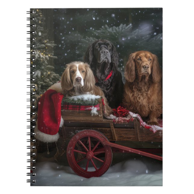 Cocker Spaniel Snowy Sleigh Christmas Decor   Notebook (Front)