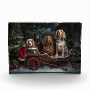 Cocker Spaniel Snowy Sleigh Christmas Decor Photo Block