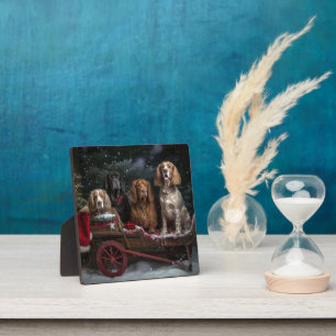 Cocker Spaniel Snowy Sleigh Christmas Decor Plaque