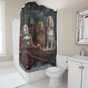 Cocker Spaniel Snowy Sleigh Christmas Decor   Shower Curtain