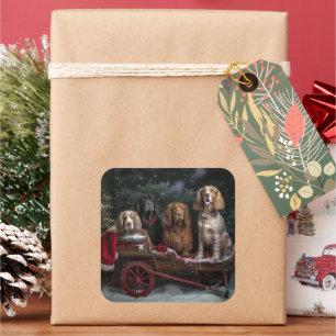 Cocker Spaniel Snowy Sleigh Christmas Decor  Square Sticker