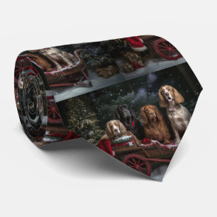 Cocker Spaniel Snowy Sleigh Christmas Decor Tie