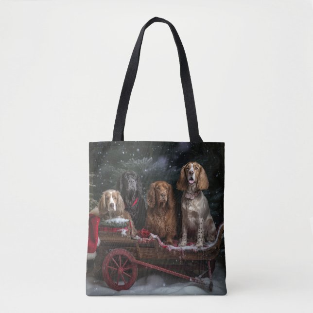 Cocker Spaniel Snowy Sleigh Christmas Decor   Tote Bag (Front)