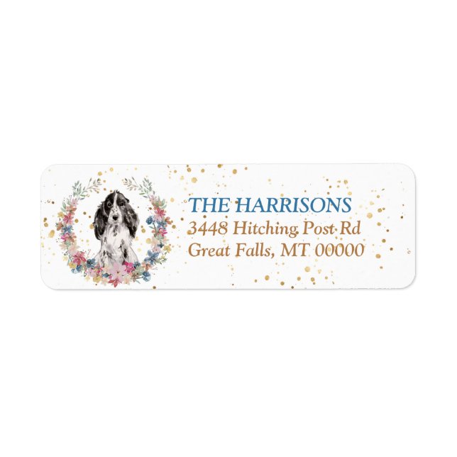 Cocker Spaniel Spring Flowers Wreath Return Address Label (Front)