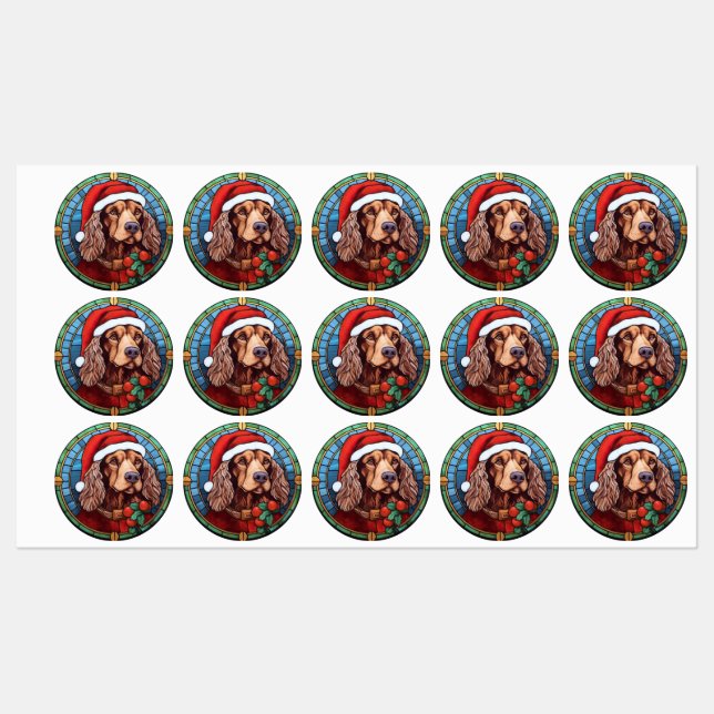 Cocker Spaniel Stained Glass Christmas  (Sheet)