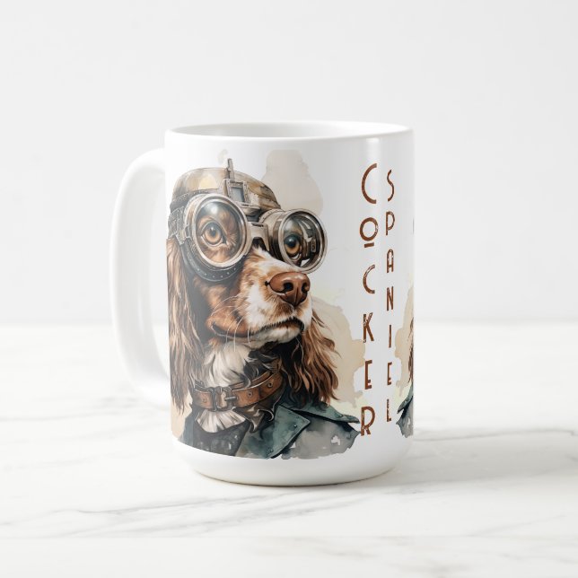 Cocker Spaniel Steampunk Dog Coffee Mug (Front Left)