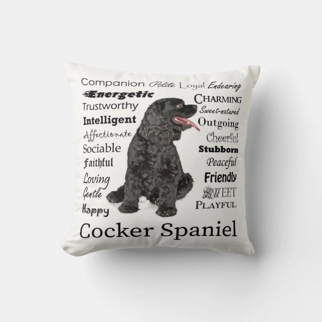 Cocker Spaniel Traits Pillow (Front)