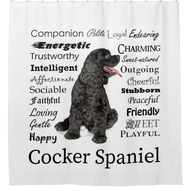 Cocker Spaniel Traits Shower Curtain (Front)