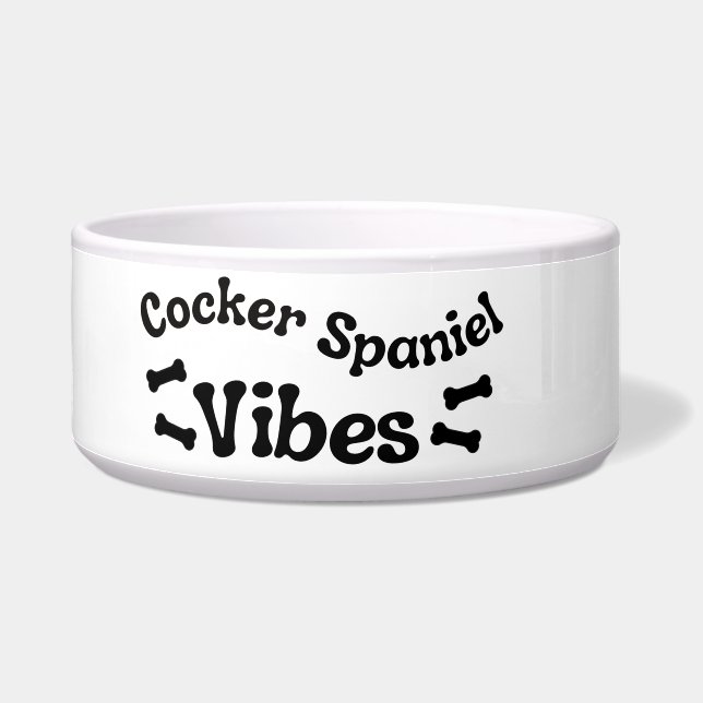 Cocker Spaniel Vibes Ceramic Dog Bowl (Left)