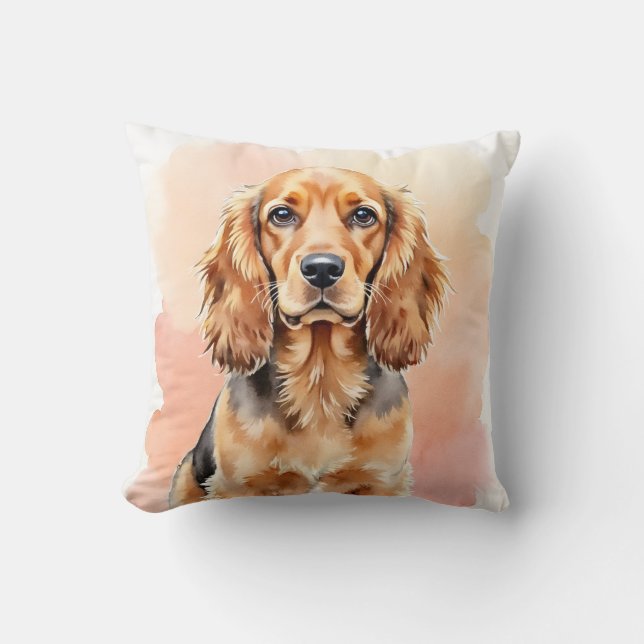 Cocker Spaniel Watercolor Soft Wash Art Cushion (Front)