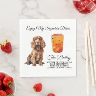 Cocker Spaniel Wedding Signature Drink Napkin