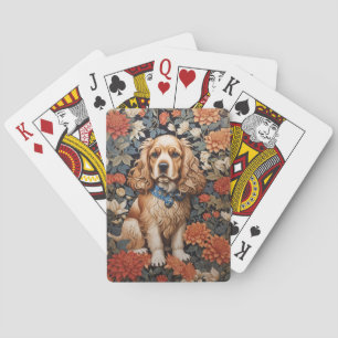 Cocker Spaniel William Morris Inspired Floral Playing Cards