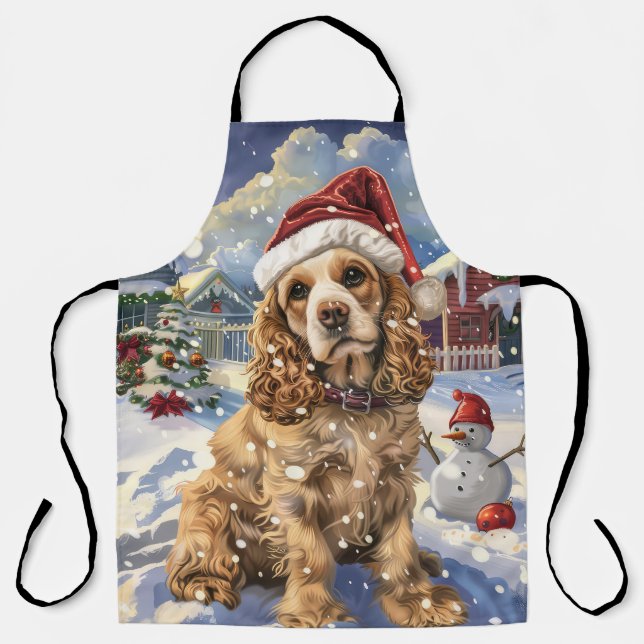 Cocker Spaniel Winter Wonderland Christmas Joy  Apron (Front)